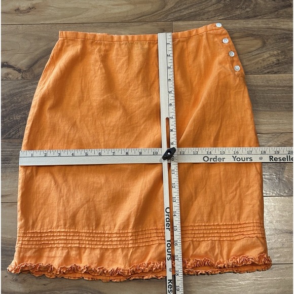 GAP Women's Size 1 Orange Linen Mini Skirt With Hem Ruffle & Buttons Preppy - Picture 7 of 7